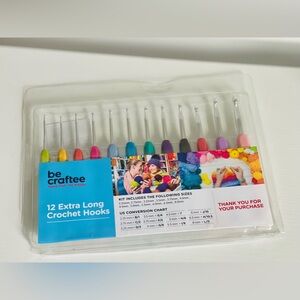 BeCraftee Crochet Hooks Kit - 12 Piece Set Extra-Long Crocheting Needles